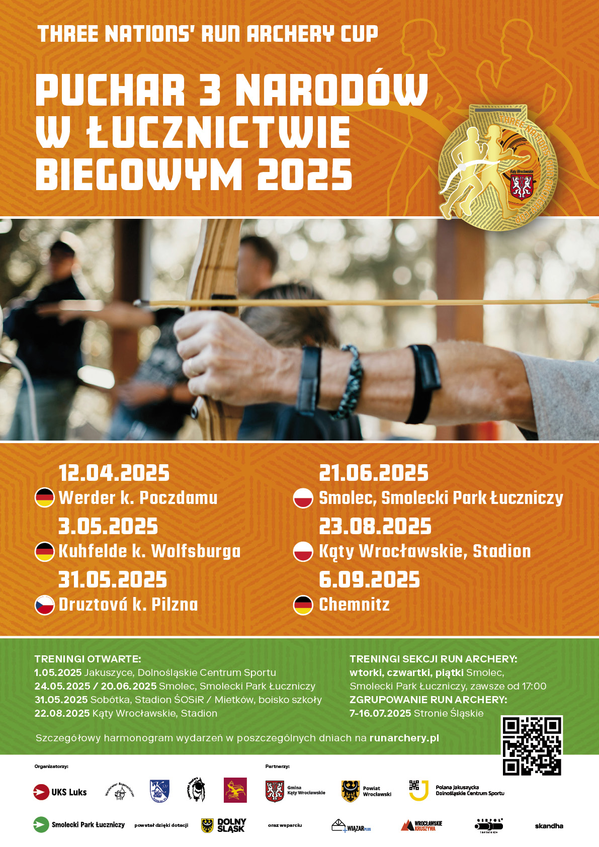 RunArcheryThreeNationsCup2025poster plakat Pucharu Trzech Narodów Run Archery 2025